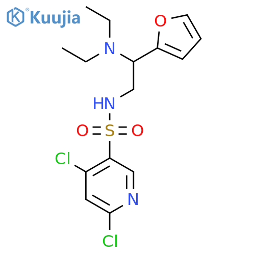 4,6-dichloro-N-[2-(diethylamino)-2-(furan-2-yl)ethyl]pyridine-3-sulfonamide structure