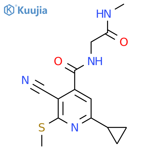2-{[3-cyano-6-cyclopropyl-2-(methylsulfanyl)pyridin-4-yl]formamido}-N-methylacetamide structure