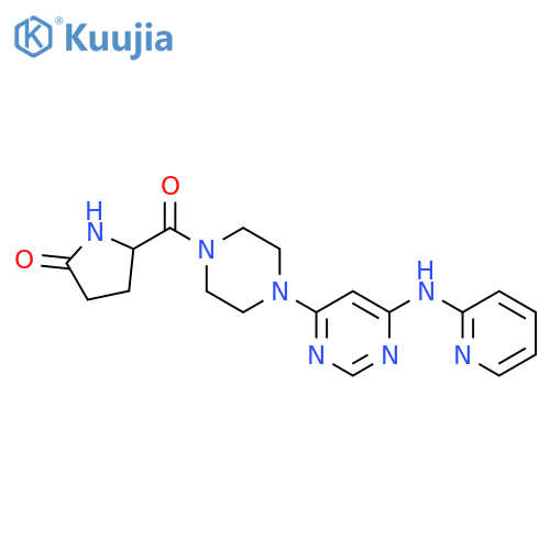 5-(4-{6-[(pyridin-2-yl)amino]pyrimidin-4-yl}piperazine-1-carbonyl)pyrrolidin-2-one structure