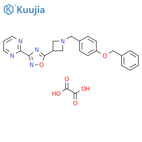 2-5-(1-{4-(benzyloxy)phenylmethyl}azetidin-3-yl)-1,2,4-oxadiazol-3-ylpyrimidine; oxalic acid structure