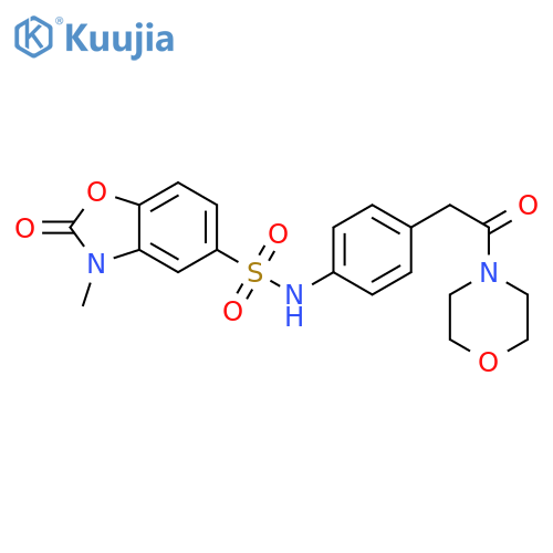 3-methyl-N-{4-2-(morpholin-4-yl)-2-oxoethylphenyl}-2-oxo-2,3-dihydro-1,3-benzoxazole-5-sulfonamide structure