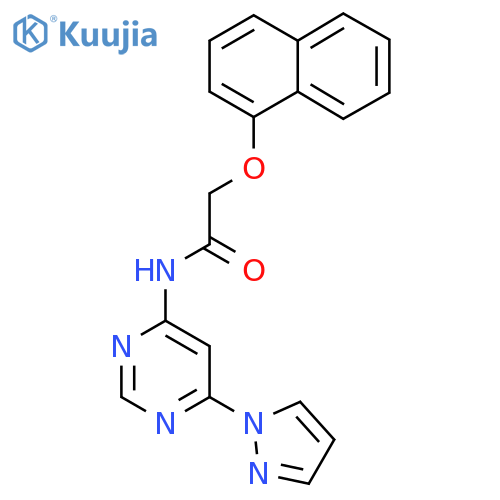 2-(naphthalen-1-yloxy)-N-6-(1H-pyrazol-1-yl)pyrimidin-4-ylacetamide structure