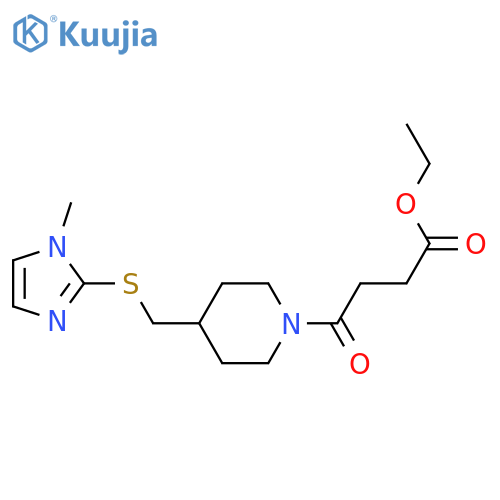ethyl 4-(4-{[(1-methyl-1H-imidazol-2-yl)sulfanyl]methyl}piperidin-1-yl)-4-oxobutanoate structure