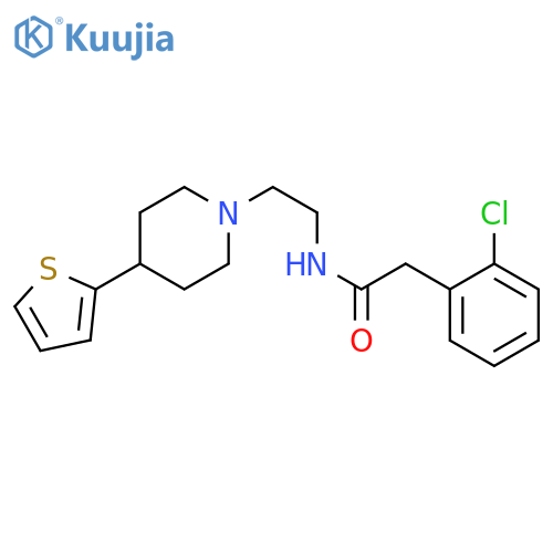 2-(2-chlorophenyl)-N-{2-4-(thiophen-2-yl)piperidin-1-ylethyl}acetamide structure