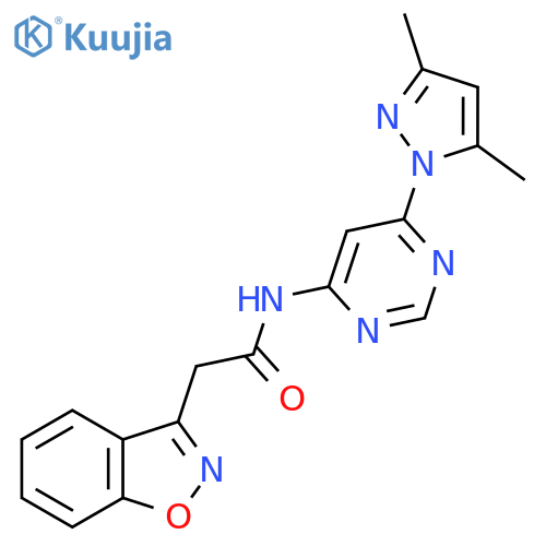 2-(1,2-benzoxazol-3-yl)-N-6-(3,5-dimethyl-1H-pyrazol-1-yl)pyrimidin-4-ylacetamide structure