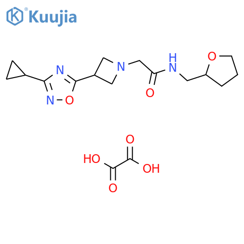 2-3-(3-cyclopropyl-1,2,4-oxadiazol-5-yl)azetidin-1-yl-N-(oxolan-2-yl)methylacetamide; oxalic acid structure