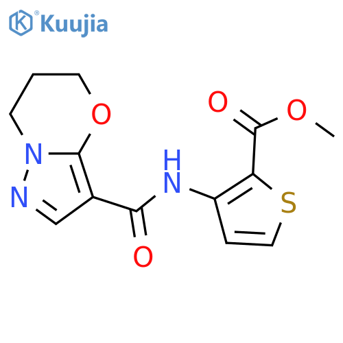 methyl 3-{5H,6H,7H-pyrazolo[3,2-b][1,3]oxazine-3-amido}thiophene-2-carboxylate structure