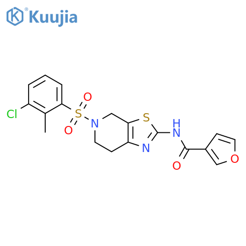 N-5-(3-chloro-2-methylbenzenesulfonyl)-4H,5H,6H,7H-1,3thiazolo5,4-cpyridin-2-ylfuran-3-carboxamide structure