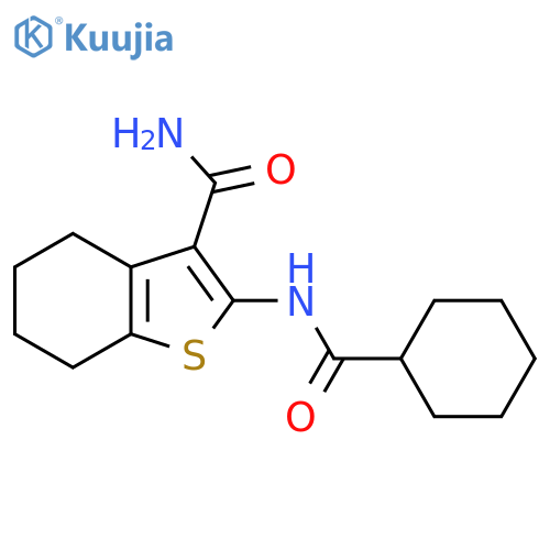 <br>2-(Cyclohexanecarbonyl-amino)-4,5,6,7-tetrahydro-benzo[b]thiophene-3-carbox ylic acid amide structure