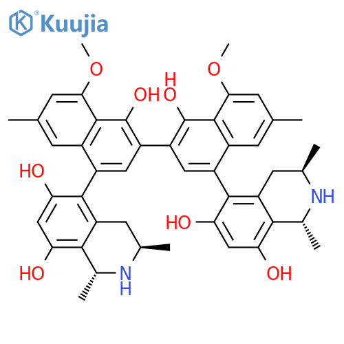6,8-Isoquinolinediol,5,5'-(1,1'-dihydroxy-8,8'-dimethoxy-6,6'-dimethyl[2,2'-binaphthalene]-4,4'-diyl)bis[1,2,3,4-tetrahydro-1,3-dimethyl-,(1R,1'R,3R,3'R,5R,5'R)- (9CI) structure
