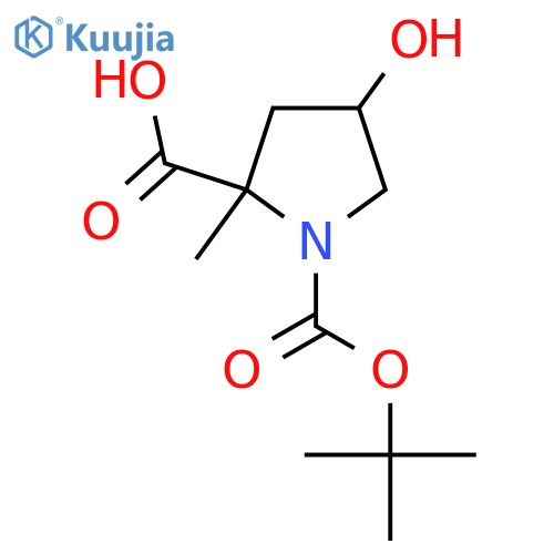1-(tert-butoxy)carbonyl-4-hydroxy-2-methylpyrrolidine-2-carboxylic acid structure