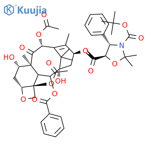 13-{(3-tert-Butyloxycarbonyl)-2,2-dimethyl-4S-phenyl-1,3-oxazolidin-5R-ylformyl} Baccatin III structure