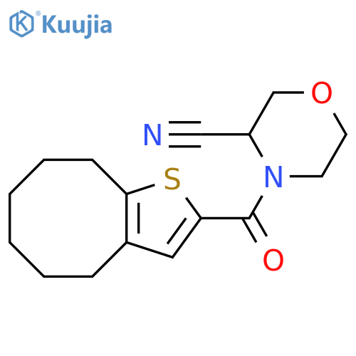 4-[(4,5,6,7,8,9-Hexahydrocycloocta[b]thien-2-yl)carbonyl]-3-morpholinecarbonitrile structure