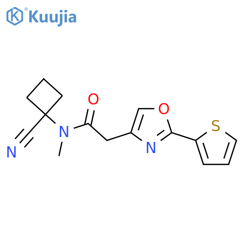 N-(1-Cyanocyclobutyl)-N-methyl-2-(2-thiophen-2-yl-1,3-oxazol-4-yl)acetamide structure