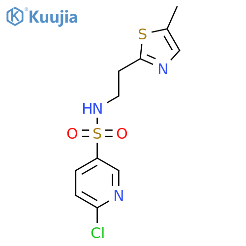 6-chloro-N-2-(5-methyl-1,3-thiazol-2-yl)ethylpyridine-3-sulfonamide structure