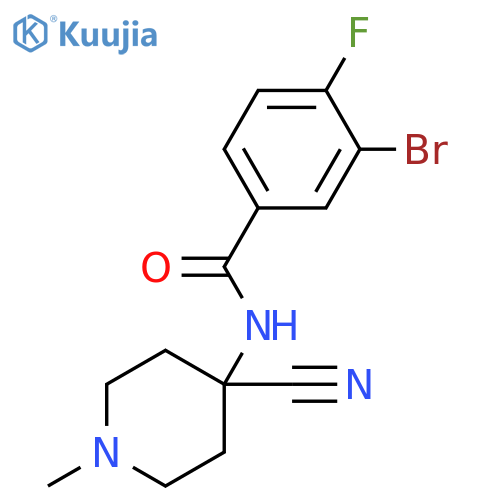 3-bromo-N-(4-cyano-1-methylpiperidin-4-yl)-4-fluorobenzamide structure