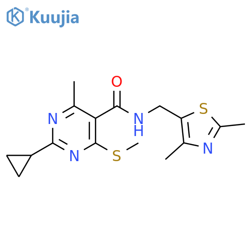2-Cyclopropyl-N-[(2,4-dimethyl-5-thiazolyl)methyl]-4-methyl-6-(methylthio)-5-pyrimidinecarboxamide structure