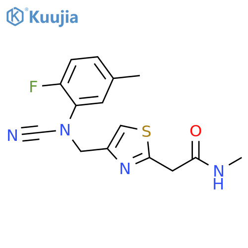 4-[[Cyano(2-fluoro-5-methylphenyl)amino]methyl]-N-methyl-2-thiazoleacetamide structure