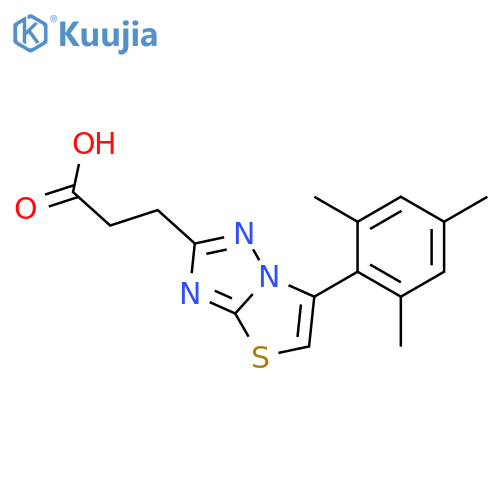 3-[6-(2,4,6-Trimethyl-phenyl)-thiazolo[3,2-b][1,2,4]triazol-2-yl]-propionic acid structure