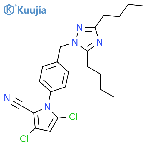 3,5-Dichloro-1-(4-((3,5-dibutyl-1H-1,2,4-triazol-1-yl)methyl)phenyl)-1H-pyrrole-2-carbonitrile structure