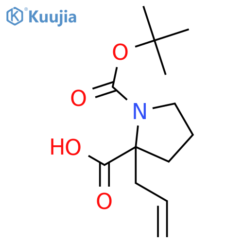 (2R)-2-allyl-1-tert-butoxycarbonyl-pyrrolidine-2-carboxylic acid structure