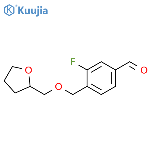 3-fluoro-4-{[(oxolan-2-yl)methoxy]methyl}benzaldehyde structure