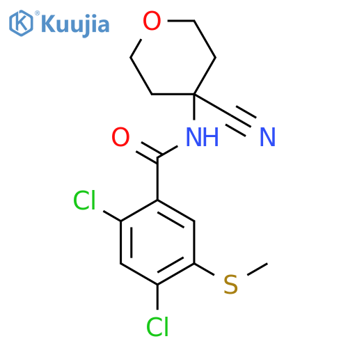 2,4-dichloro-N-(4-cyanooxan-4-yl)-5-(methylsulfanyl)benzamide structure