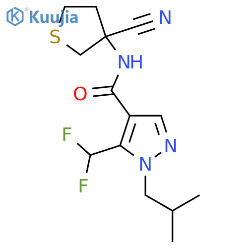 N-(3-cyanothiolan-3-yl)-5-(difluoromethyl)-1-(2-methylpropyl)-1H-pyrazole-4-carboxamide structure