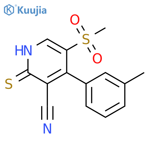 5-Methanesulfonyl-2-thioxo-4-m-tolyl-1,2-dihydro-pyridine-3-carbonitrile structure
