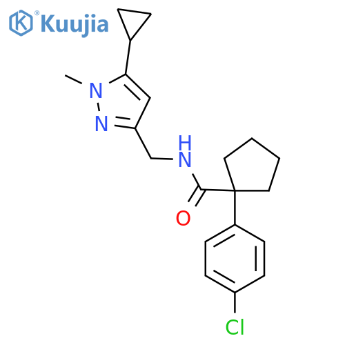 1-(4-chlorophenyl)-N-(5-cyclopropyl-1-methyl-1H-pyrazol-3-yl)methylcyclopentane-1-carboxamide structure
