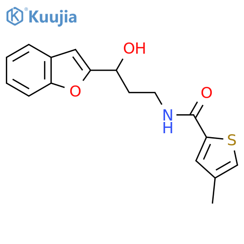 N-3-(1-benzofuran-2-yl)-3-hydroxypropyl-4-methylthiophene-2-carboxamide structure