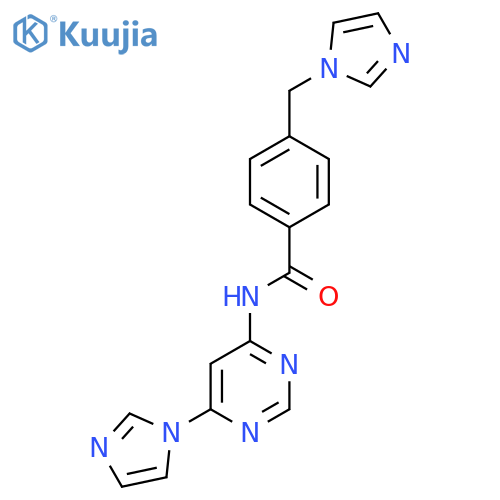 4-[(1H-imidazol-1-yl)methyl]-N-[6-(1H-imidazol-1-yl)pyrimidin-4-yl]benzamide structure