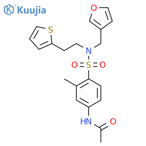N-(4-{(furan-3-yl)methyl2-(thiophen-2-yl)ethylsulfamoyl}-3-methylphenyl)acetamide structure