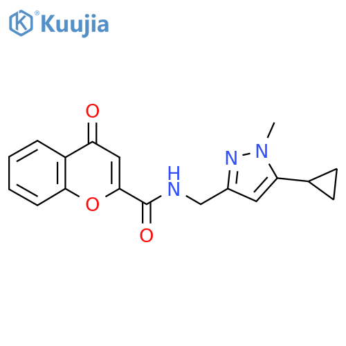 N-(5-cyclopropyl-1-methyl-1H-pyrazol-3-yl)methyl-4-oxo-4H-chromene-2-carboxamide structure