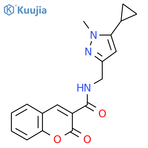 N-(5-cyclopropyl-1-methyl-1H-pyrazol-3-yl)methyl-2-oxo-2H-chromene-3-carboxamide structure