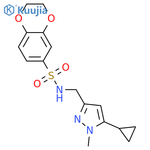 N-(5-cyclopropyl-1-methyl-1H-pyrazol-3-yl)methyl-2,3-dihydro-1,4-benzodioxine-6-sulfonamide structure