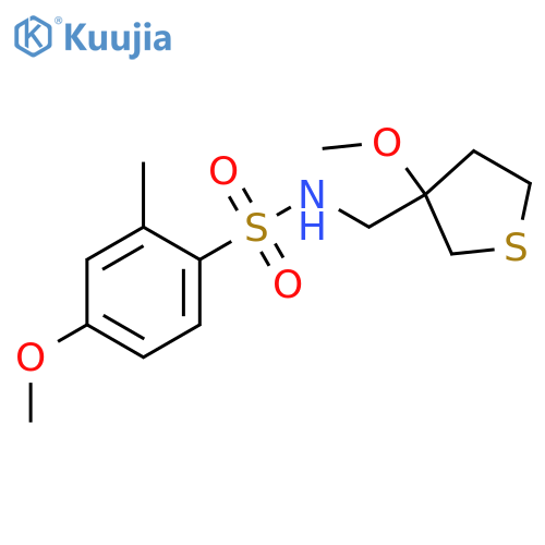 4-methoxy-N-(3-methoxythiolan-3-yl)methyl-2-methylbenzene-1-sulfonamide structure