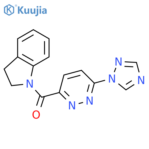 1-6-(1H-1,2,4-triazol-1-yl)pyridazine-3-carbonyl-2,3-dihydro-1H-indole structure