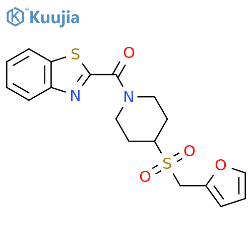 2-{4-(furan-2-yl)methanesulfonylpiperidine-1-carbonyl}-1,3-benzothiazole structure