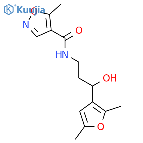 N-3-(2,5-dimethylfuran-3-yl)-3-hydroxypropyl-5-methyl-1,2-oxazole-4-carboxamide structure