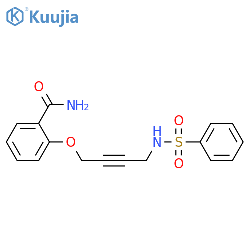 2-(4-benzenesulfonamidobut-2-yn-1-yl)oxybenzamide structure