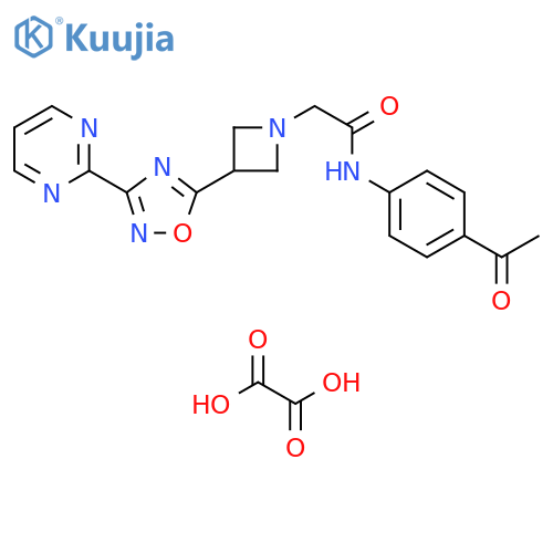 N-(4-acetylphenyl)-2-{3-3-(pyrimidin-2-yl)-1,2,4-oxadiazol-5-ylazetidin-1-yl}acetamide; oxalic acid structure