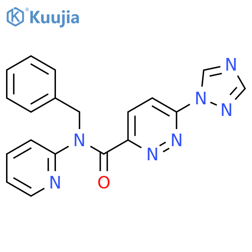 N-benzyl-N-(pyridin-2-yl)-6-(1H-1,2,4-triazol-1-yl)pyridazine-3-carboxamide structure