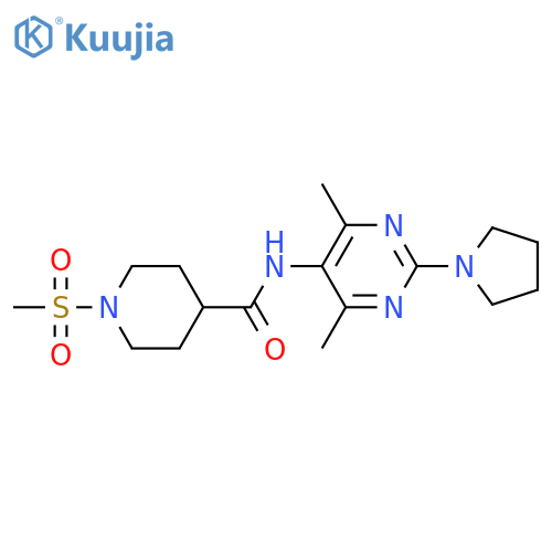 N-4,6-dimethyl-2-(pyrrolidin-1-yl)pyrimidin-5-yl-1-methanesulfonylpiperidine-4-carboxamide structure