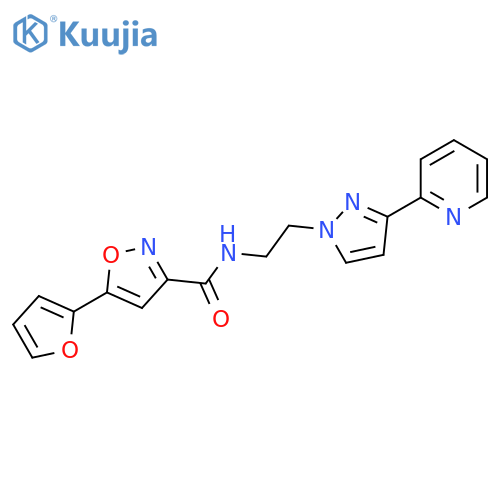 5-(furan-2-yl)-N-{2-3-(pyridin-2-yl)-1H-pyrazol-1-ylethyl}-1,2-oxazole-3-carboxamide structure