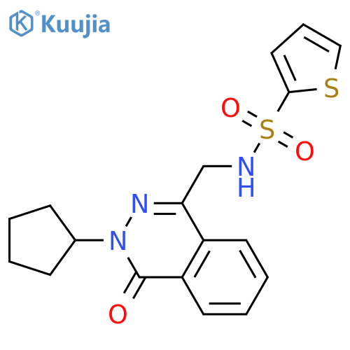 N-[(3-cyclopentyl-4-oxo-3,4-dihydrophthalazin-1-yl)methyl]thiophene-2-sulfonamide structure