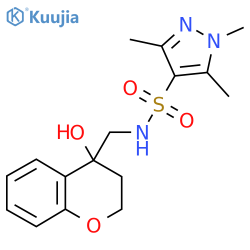 N-(4-hydroxy-3,4-dihydro-2H-1-benzopyran-4-yl)methyl-1,3,5-trimethyl-1H-pyrazole-4-sulfonamide structure