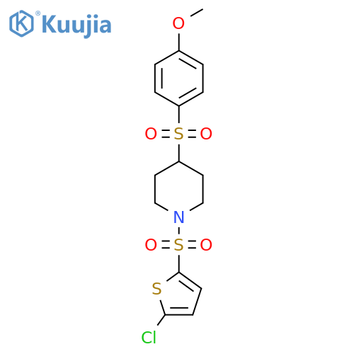1-(5-chlorothiophen-2-yl)sulfonyl-4-(4-methoxybenzenesulfonyl)piperidine structure