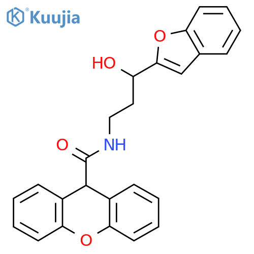 N-[3-(1-benzofuran-2-yl)-3-hydroxypropyl]-9H-xanthene-9-carboxamide structure