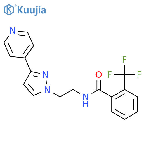 N-{2-3-(pyridin-4-yl)-1H-pyrazol-1-ylethyl}-2-(trifluoromethyl)benzamide structure
